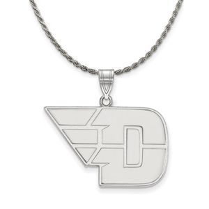Sterling Silver U. of Dayton Large Pendant Necklace - 24 Inch